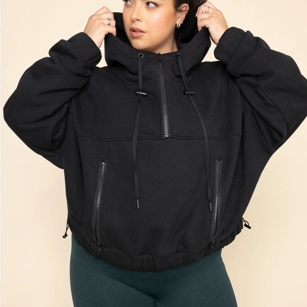 POPFLEX Crimson Half-Zip warmup Hoodie - Picture 3 of 9